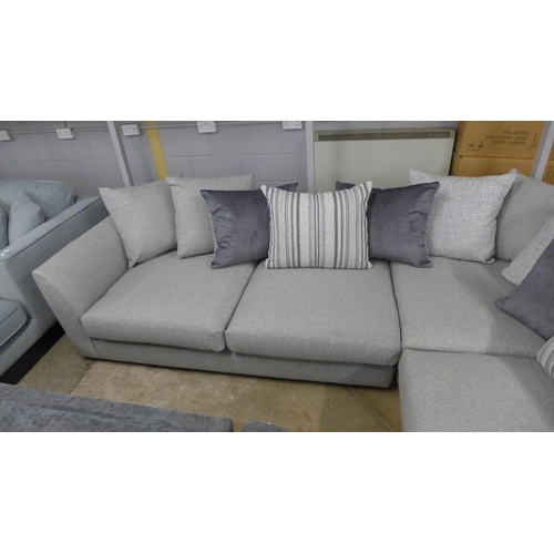 1429 - A cloud grey textured weave upholstered corner sofa