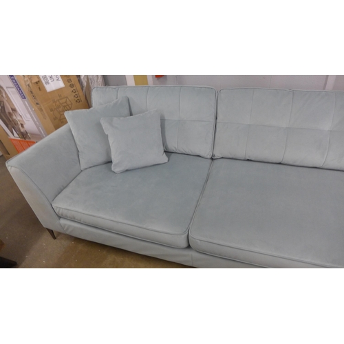 1439 - A diamond blue velvet RHF sofa/chaise