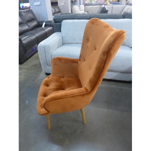 1455 - A copper velvet and button back side chair