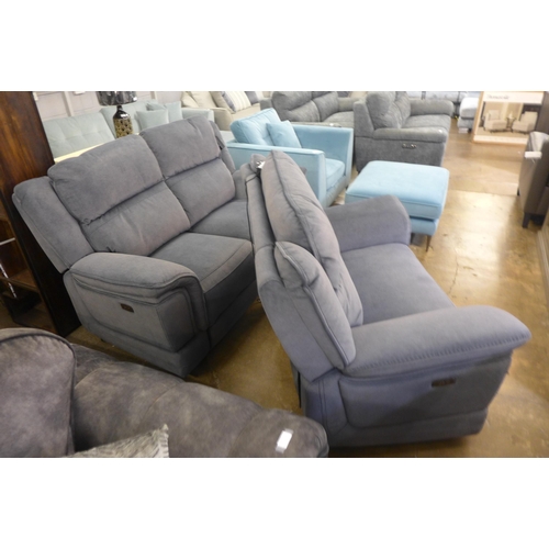 1442 - A Fortuna Verona grey upholstered power reclining two seater sofa and loveseat * This lot is subject... 