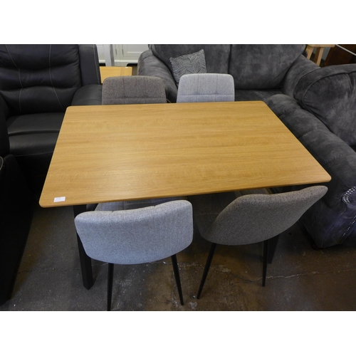 1478 - A Lutina rectangular oak effect and black metal dining table with a set of four Orion grey chairs