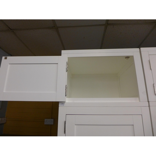 1485 - A large white painted 11 pc modular wardrobe, three double sections. two single sections and detacha... 