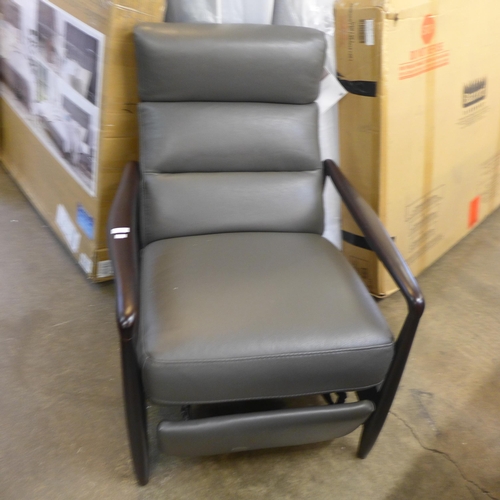 1497 - Gilman Creek Edward Grey Leather Pushback Recliner , Original RRP £416.66 + vat  (4133-6)  * This lo... 