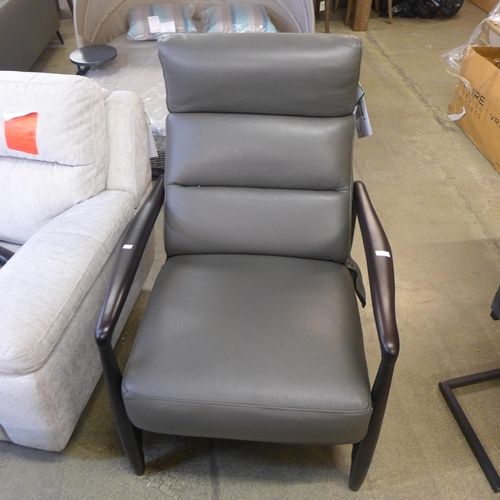 1531 - Gilman Creek Edward Grey Leather Pushback Recliner , Original RRP £416.66 + vat  (4133-15)  * This l... 