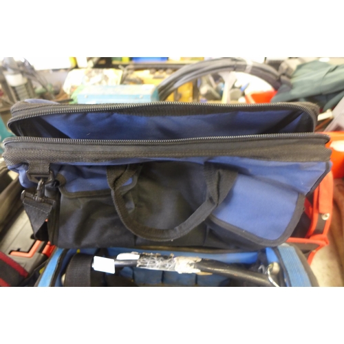 2096 - Four tool bags (Fatmax/Draper/Stanley) and Parkside plastic tool box