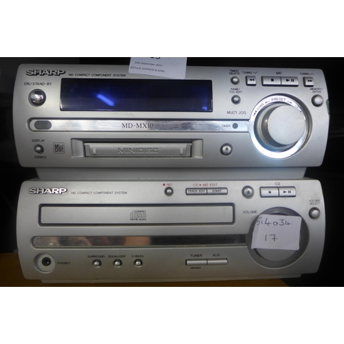 2215 - Sharp mini disc/CD player with speakers