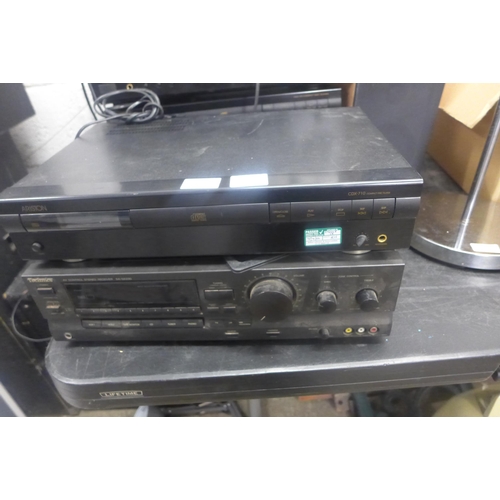 2220 - Hifi job lot: Marantz 2215B amplifier, Two Ariston CD players, Technics receiver, TEAC cassette deck... 