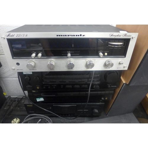 2220 - Hifi job lot: Marantz 2215B amplifier, Two Ariston CD players, Technics receiver, TEAC cassette deck... 