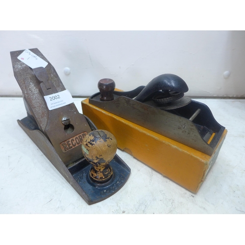 2002 - Record No4 1/2 wood plane with Stanley No.130 plane in original box