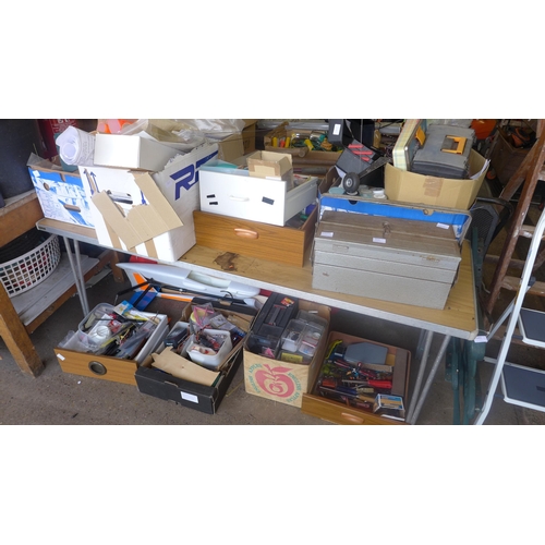 2050 - Job lot of model aircraft items and tools (10 boxes approx 300 items in total)