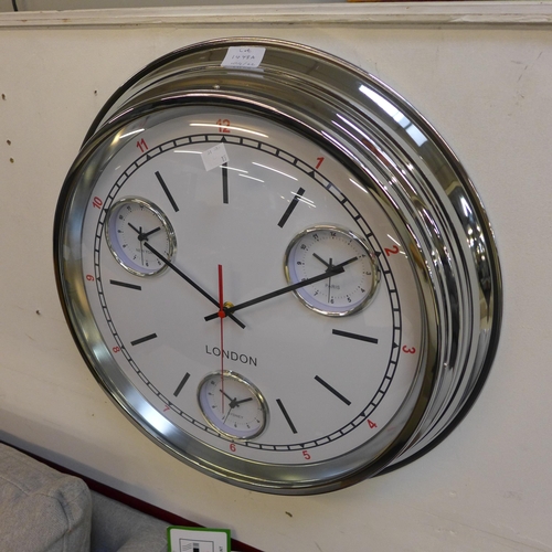 1448A - A chrome multi dial clock