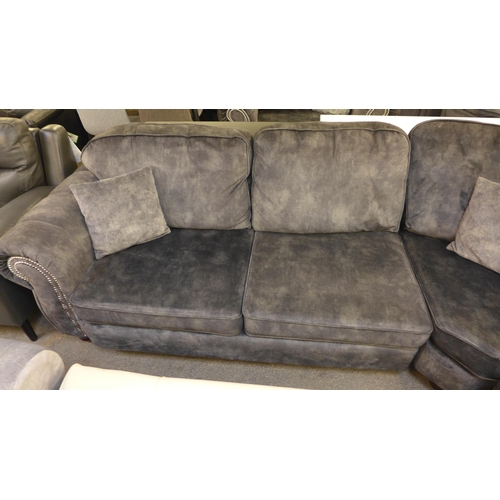 1474 - A Dynasty charcoal upholstered and studded corner sofa * This lot is subject to VAT