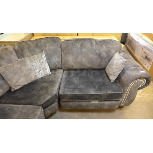 1474 - A Dynasty charcoal upholstered and studded corner sofa * This lot is subject to VAT