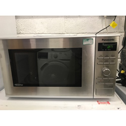 2128 - Panasonic brushed steel inverter 950w microwave oven. Seen working in room W