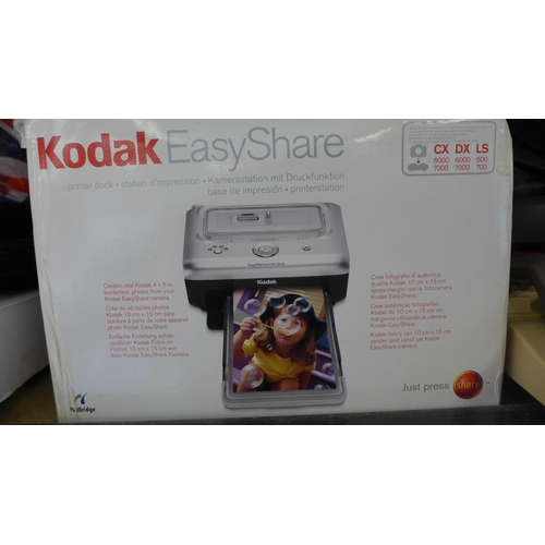 2216 - Kodak Easy Share photo printer with slide converter, a retro telephone and scarce boxed Casio FX9750... 