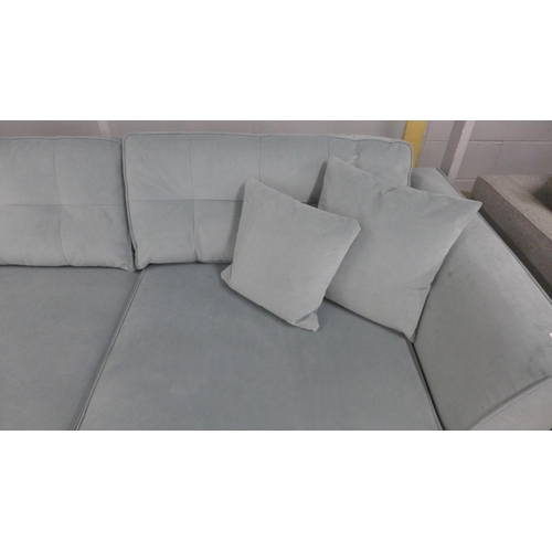 1303 - A diamond blue velvet RHF sofa/chaise