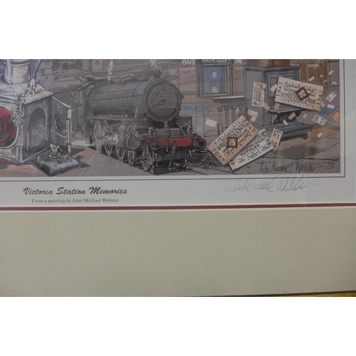 292 - A signed John Michael Webster print, Victoria Station, framed