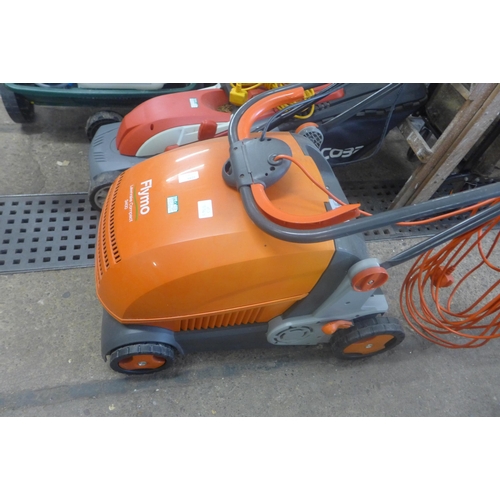 2319 - Cobra electric lawnmower and Flymo electric lawn rake 3400