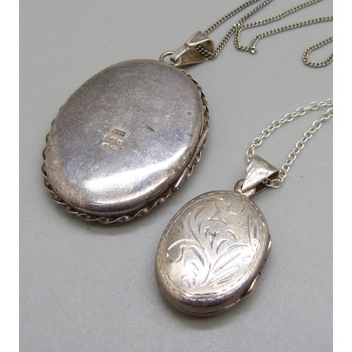 1026 - Two silver lockets and chains