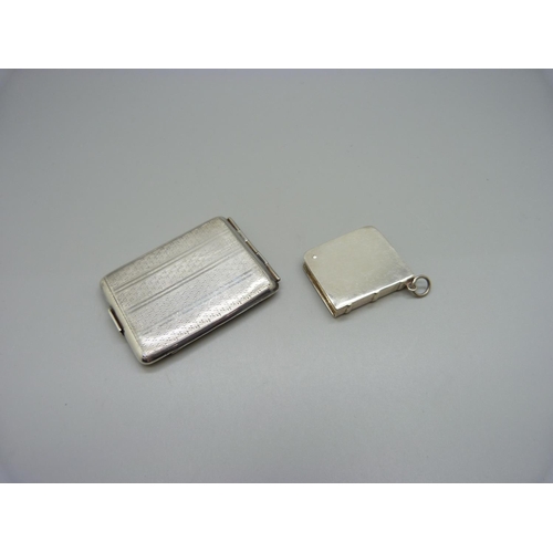 1043 - A silver matchbook case and a 925 silver 'Stamps' case