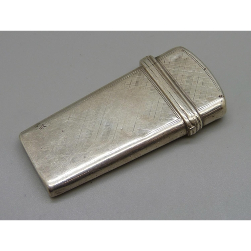 1057 - A Victorian silver etui, Birmingham 1845, Yapp & Woodward, with initials, 58mm, some dents