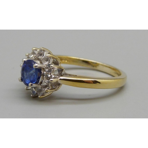 1097 - A silver gilt Sundar kyanite and white topaz ring, with certificate, R