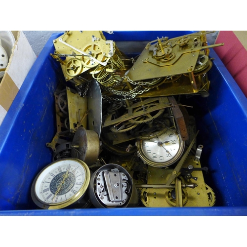 1127 - Three boxes of clock parts **PLEASE NOTE THIS LOT IS NOT ELIGIBLE FOR POSTING AND PACKING**