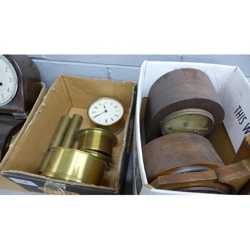 1129 - Four boxes of clocks and clock parts and a Hermle wall clock **PLEASE NOTE THIS LOT IS NOT ELIGIBLE ... 