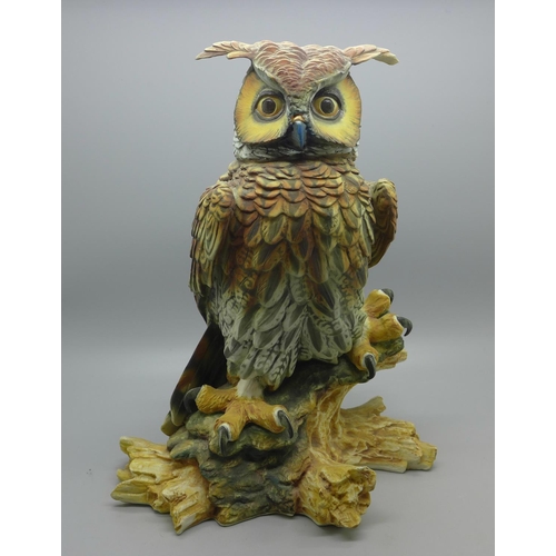 604 - A Capodimonte figure of a long eared owl, V. Biundi, mid 20th Century