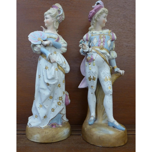 606 - Two continental porcelain figures, both a/f (head), 43cm