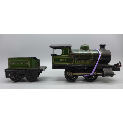 621 - A Bing 0 gauge clockwork locomotive and tender