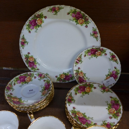 694 - A Royal Albert Old Country Roses six setting tea set