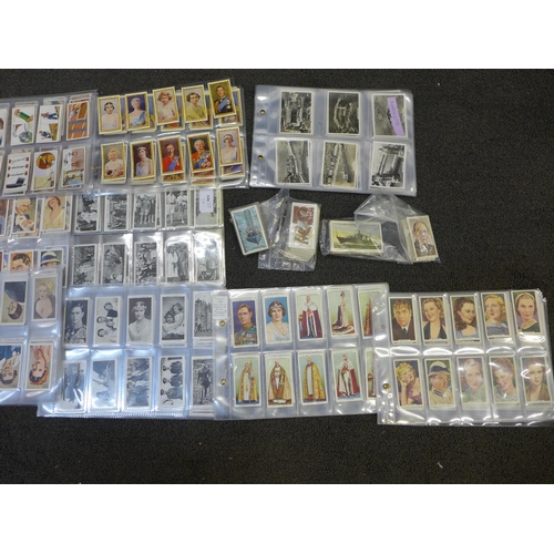 697 - A collection of cigarette cards, King & Queens, Celebrities, actors, etc.