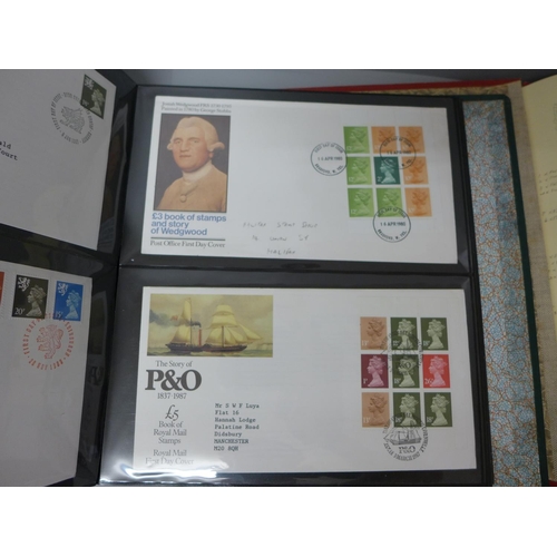 715 - GB Machins stamps in two albums, one of fine used stamps including 1/2d side band and one of first d... 