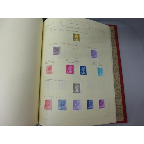 715 - GB Machins stamps in two albums, one of fine used stamps including 1/2d side band and one of first d... 