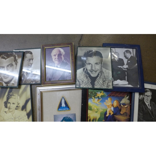 807 - A collection of mid 20th century movie star pictures, signed Errol Flynn and Olivia de Havilland, ot... 