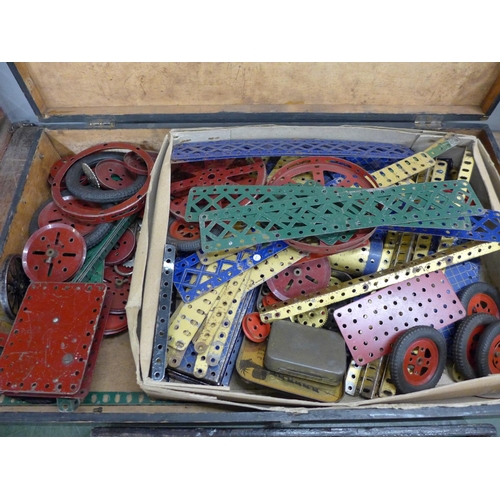 808 - A large box of Meccano and one other box of Meccano, pre-War