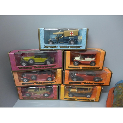 825 - A Tri-ang U.S. Army vehicle and seven Matchbox models of Yesteryear