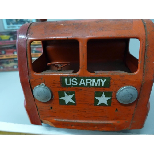 825 - A Tri-ang U.S. Army vehicle and seven Matchbox models of Yesteryear