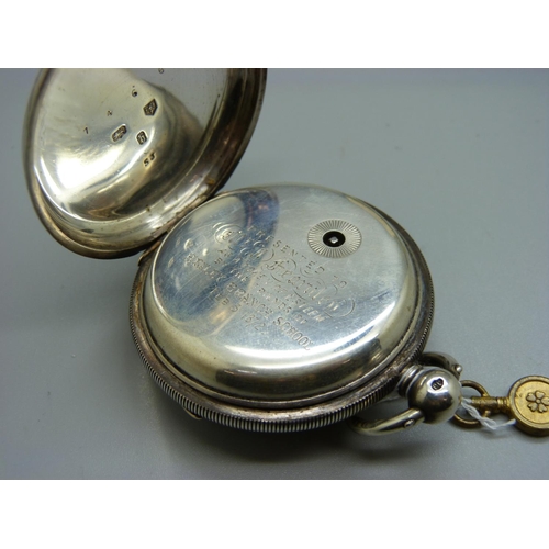 860 - A silver pocket watch, William Hirst, Heckmondwike, in box