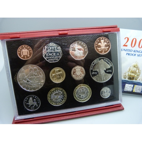 869 - A 2005 UK proof coin set by The Royal Mint including two £5 coins