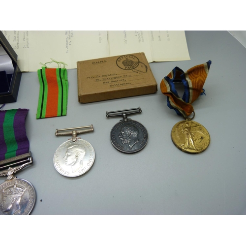 898 - A George VI General Service medal to 2446711 ACI H Johnson RAF, a pair of WWI medals to 68410 Pte. C... 