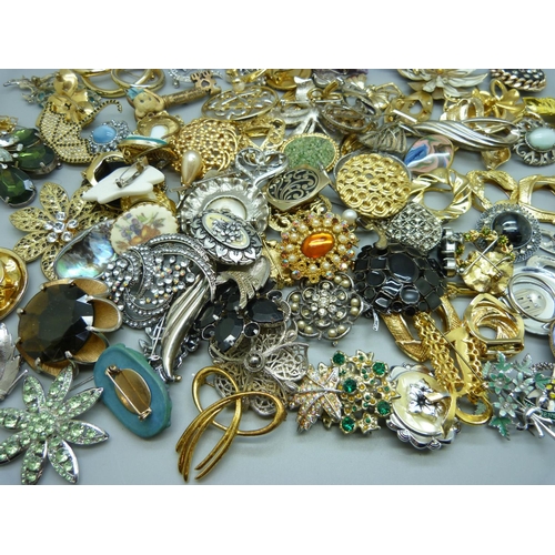 919 - A collection of brooches and scarf clips