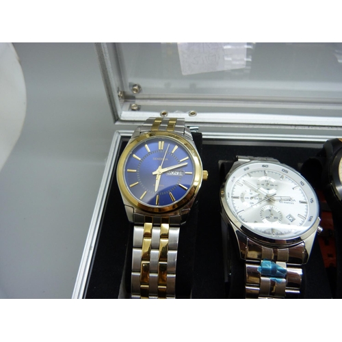 924 - Six fashion wristwatches, Boss, Hilfiger, etc.