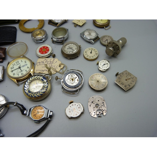 931 - A collection of watches and watch parts, a/f