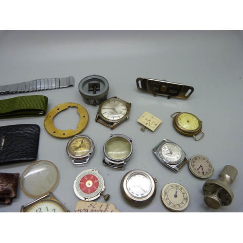 931 - A collection of watches and watch parts, a/f