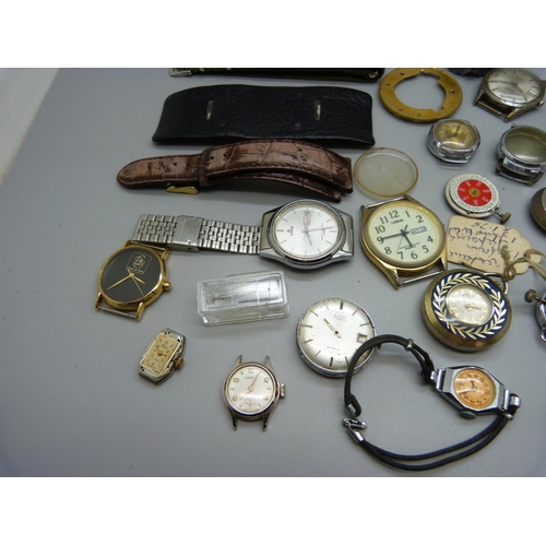 931 - A collection of watches and watch parts, a/f