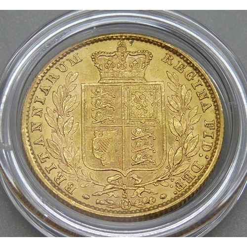 937 - A Queen Victoria 1878 full sovereign, young head shield back, Sidney mint