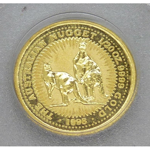 945 - An Australian 1998  1/20oz. 'The Nugget' 5 dollars 9999 pure gold coin, 1.6g