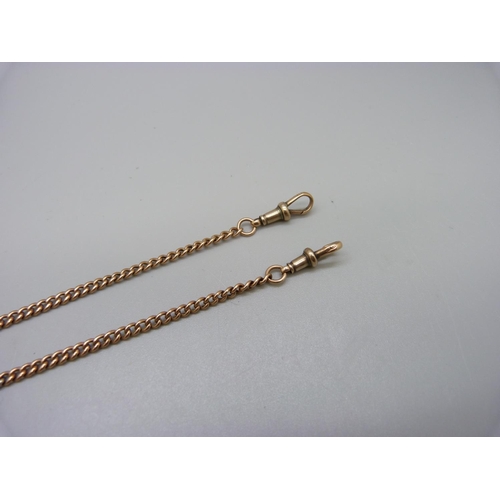 992 - A 9ct two colour gold Albert chain/necklace with T-bar, 19.2g, 39cm